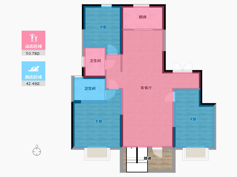 陕西省-西安市-中铁琉森水岸-89.63-户型库-动静分区