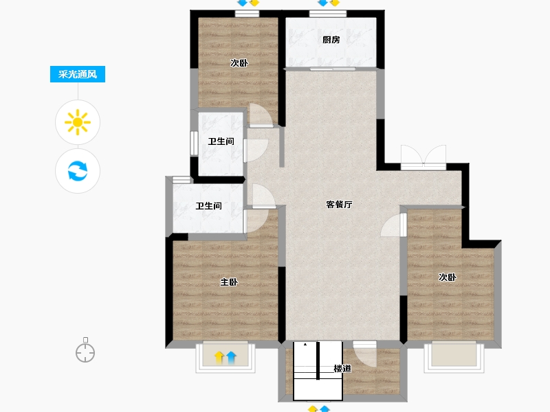 陕西省-西安市-中铁琉森水岸-89.63-户型库-采光通风