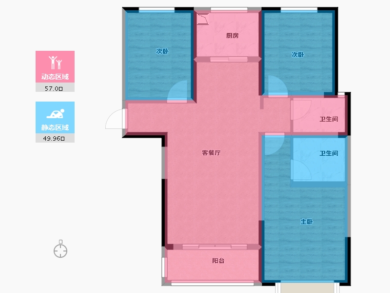 陕西省-榆林市-巨威金水岸熙岸-95.21-户型库-动静分区