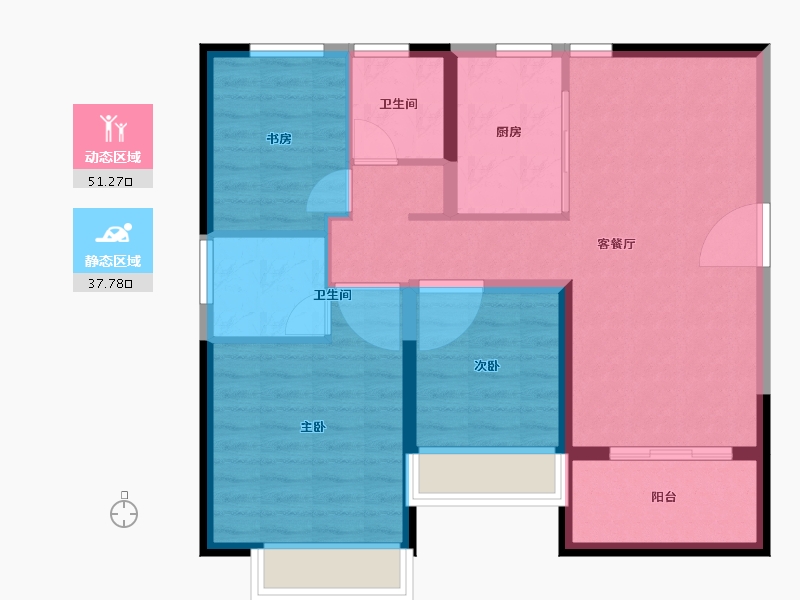 江苏省-徐州市-鱼先生的城-80.00-户型库-动静分区