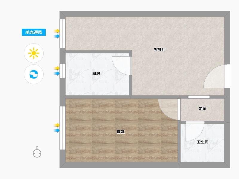 陕西省-西安市-当代宏府MOMΛ-39.74-户型库-采光通风