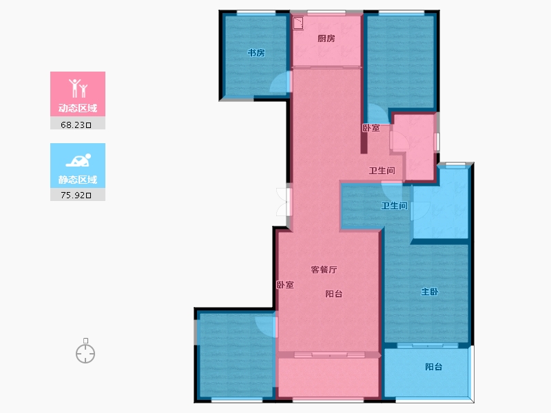 陕西省-西安市-保亿公元印-128.78-户型库-动静分区