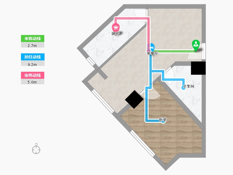 陕西省-西安市-当代宏府MOMΛ-46.74-户型库-动静线