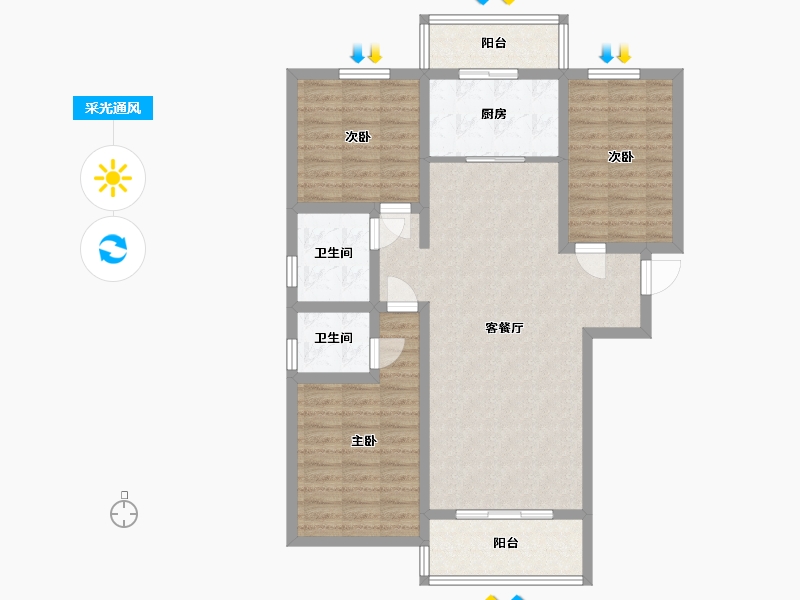 河北省-保定市-尚层名筑三期-99.32-户型库-采光通风