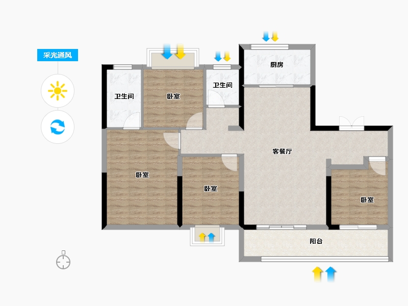 江苏省-常州市-绿地名墩道-114.00-户型库-采光通风