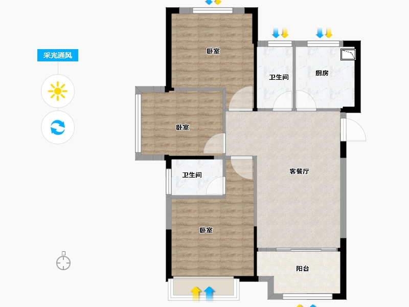 江苏省-苏州市-亨通吴越锦绣-86.00-户型库-采光通风