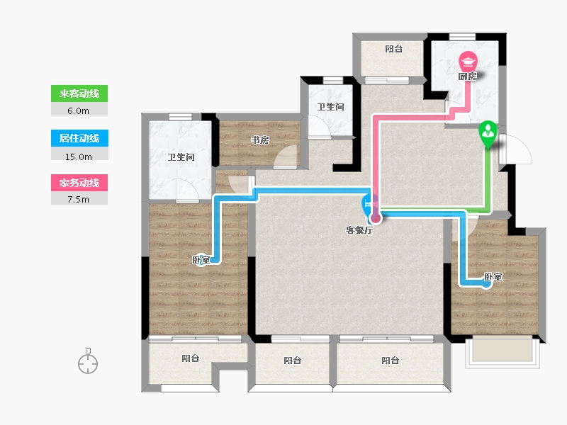 江苏省-南京市-荣盛隽峰雅苑-106.00-户型库-动静线