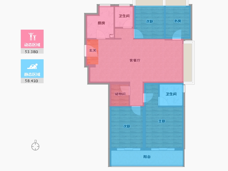 江苏省-南京市-宋都柏悦府-100.86-户型库-动静分区