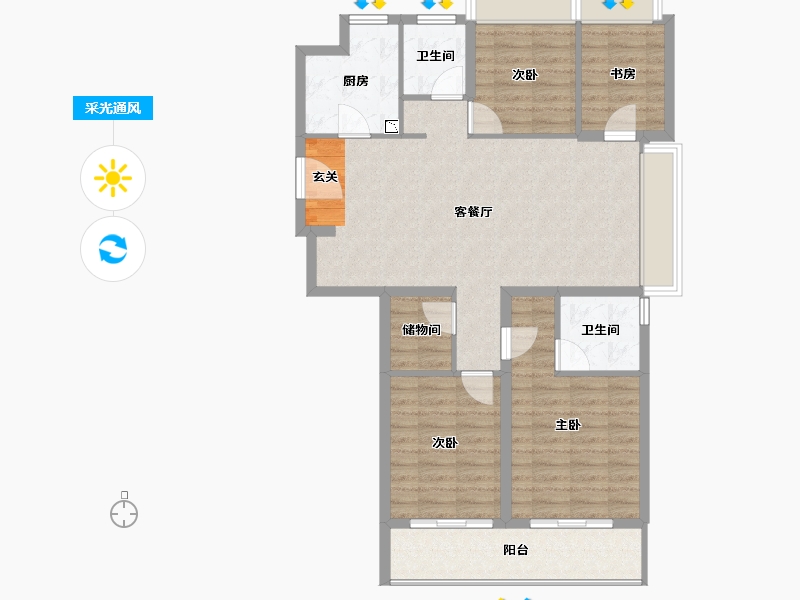 江苏省-南京市-宋都柏悦府-100.86-户型库-采光通风