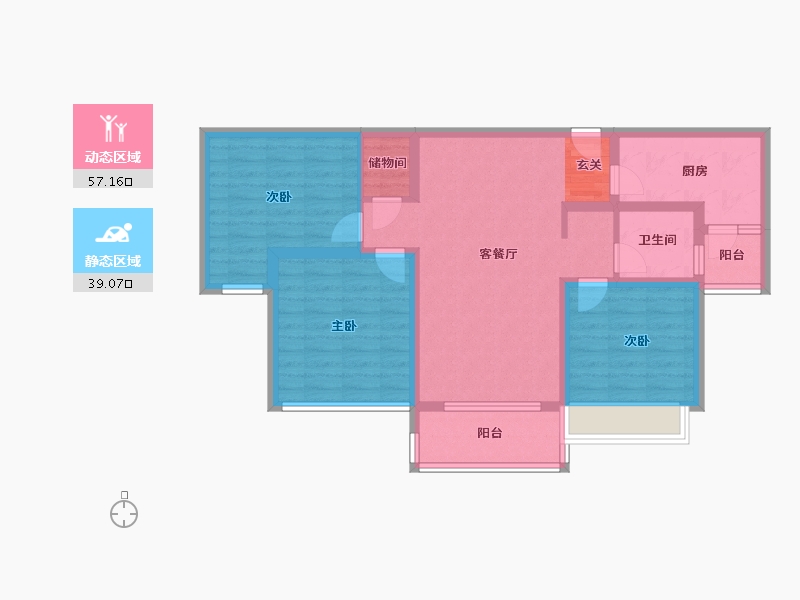 江苏省-苏州市-仁恒 四季和鸣雅园-85.00-户型库-动静分区