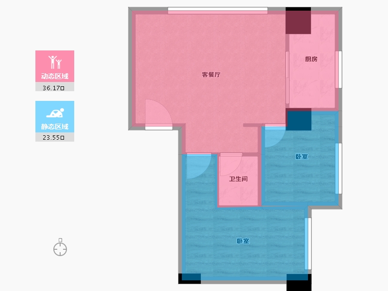 陕西省-西安市-当代宏府MOMΛ-52.43-户型库-动静分区