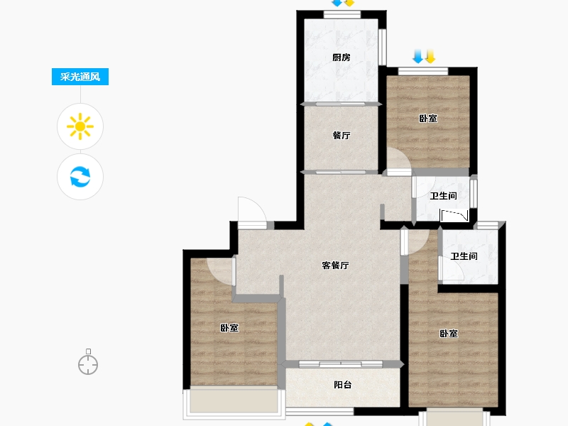 甘肃省-天水市-佳朗园-76.30-户型库-采光通风