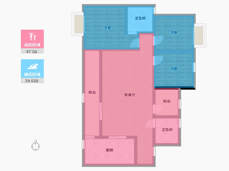 重庆-重庆市-协信星澜汇-93.29-户型库-动静分区