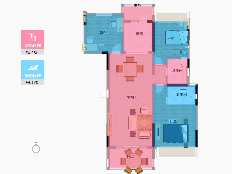 江苏省-南京市-碧桂园城市花园-94.00-户型库-动静分区