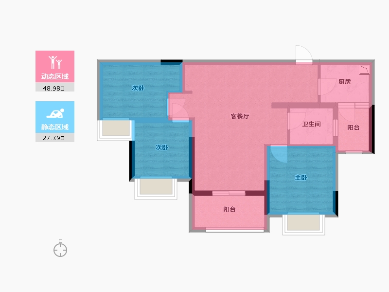 重庆-重庆市-绿地听江左岸-67.00-户型库-动静分区