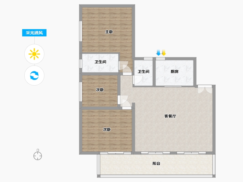 云南省-保山市-腾冲宝峰合院-121.03-户型库-采光通风