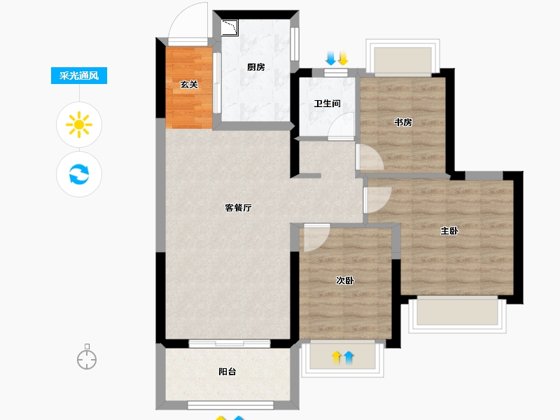 江苏省-南京市-紫樾府-71.00-户型库-采光通风