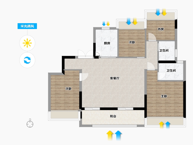 江苏省-盐城市-新城悦隽首府-106.40-户型库-采光通风