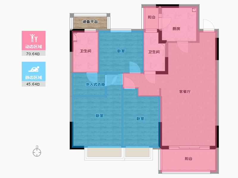 江苏省-苏州市-苏州恒大悦珑湾-107.29-户型库-动静分区