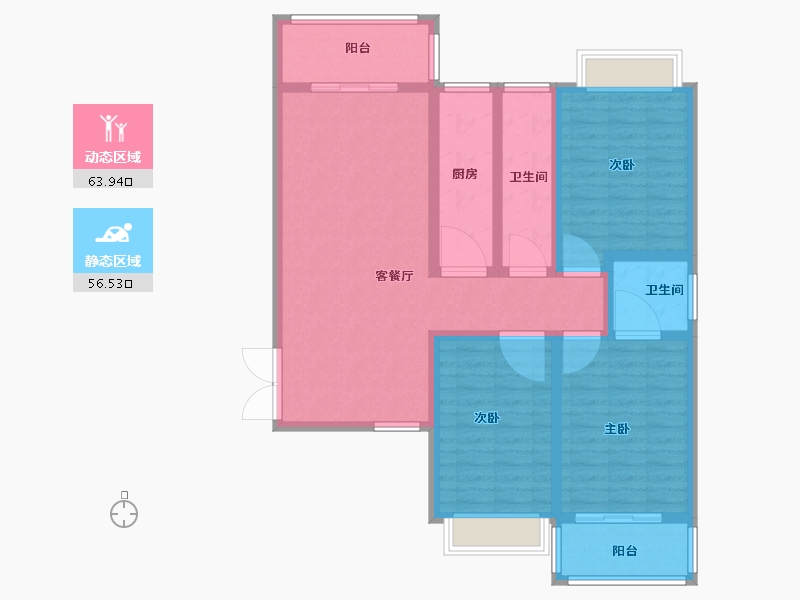 陕西省-安康市-新强·怡景苑-107.50-户型库-动静分区