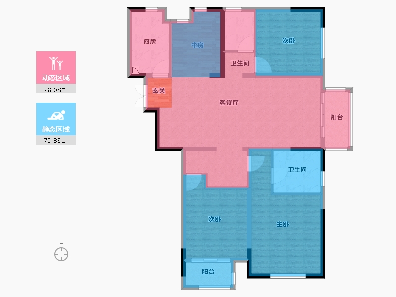 江苏省-常州市-凯纳公馆-128.83-户型库-动静分区