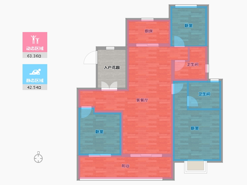 江苏省-常州市-旭辉铂悦天宁-100.99-户型库-动静分区