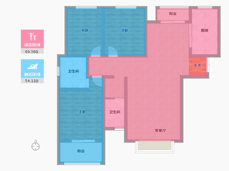 陕西省-宝鸡市-锦业府-110.11-户型库-动静分区