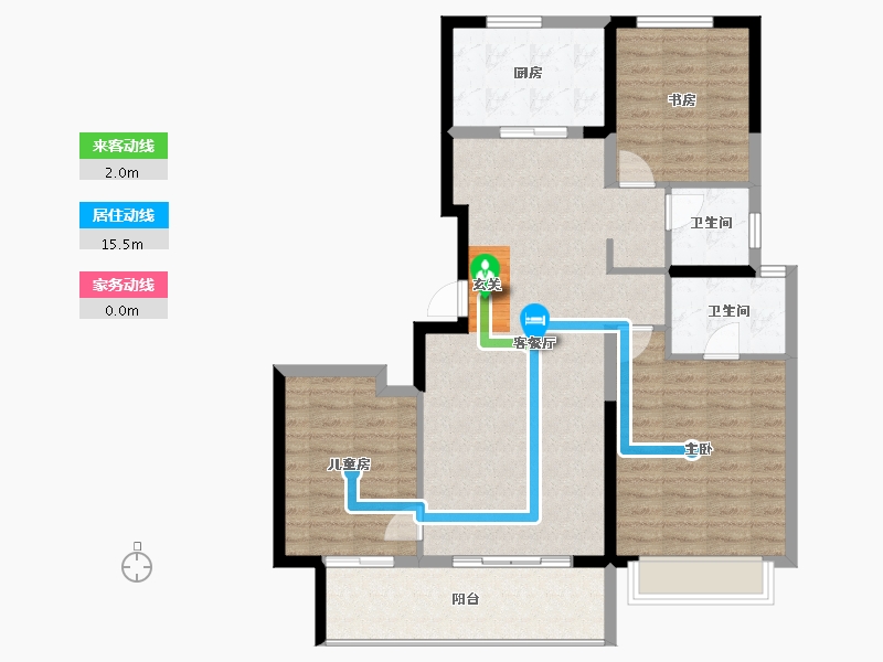 陕西省-西安市-紫薇铂樾府-101.93-户型库-动静线