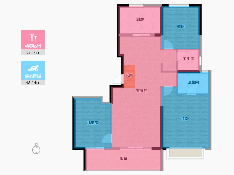 陕西省-西安市-紫薇铂樾府-101.93-户型库-动静分区