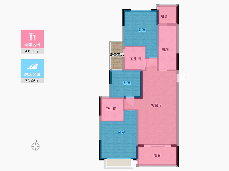 江苏省-苏州市-苏州恒大悦珑湾-96.95-户型库-动静分区