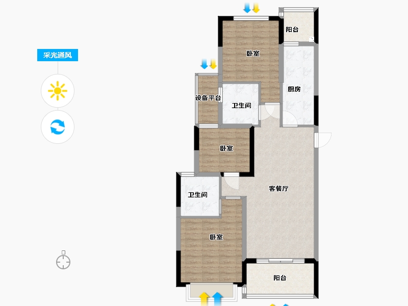 江苏省-苏州市-苏州恒大悦珑湾-96.95-户型库-采光通风