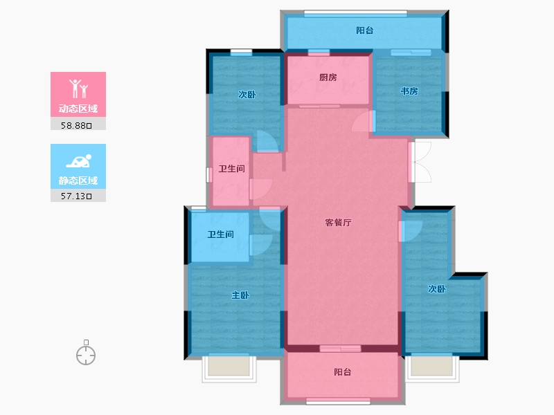 陕西省-西安市-中铁琉森水岸-103.01-户型库-动静分区