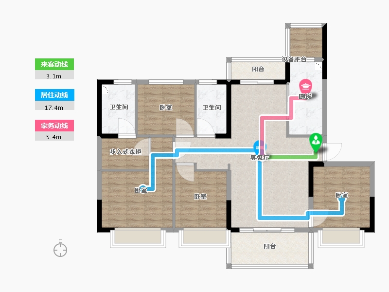 江苏省-苏州市-苏州恒大悦珑湾-110.74-户型库-动静线