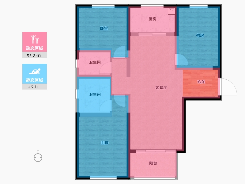 甘肃省-兰州市-盛达公馆-88.79-户型库-动静分区