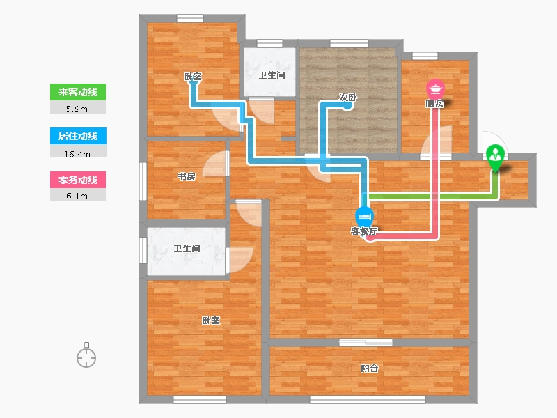 陕西省-西安市-中南菩悦东望城-110.96-户型库-动静线