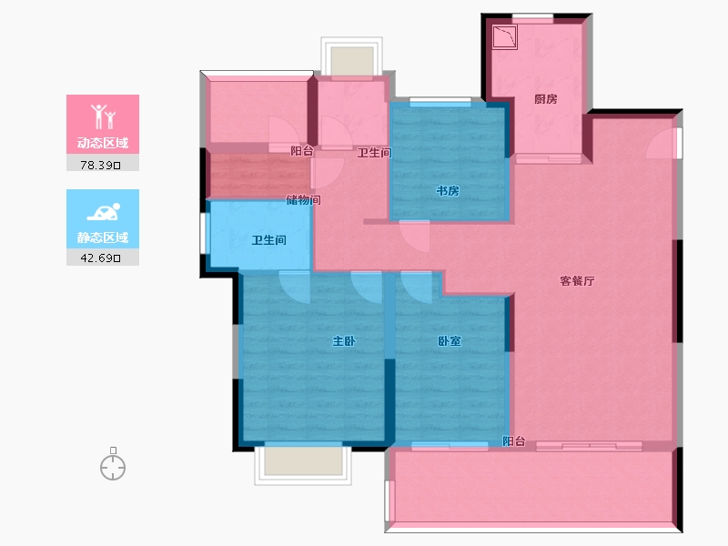 江苏省-苏州市-华润金悦湾-108.54-户型库-动静分区