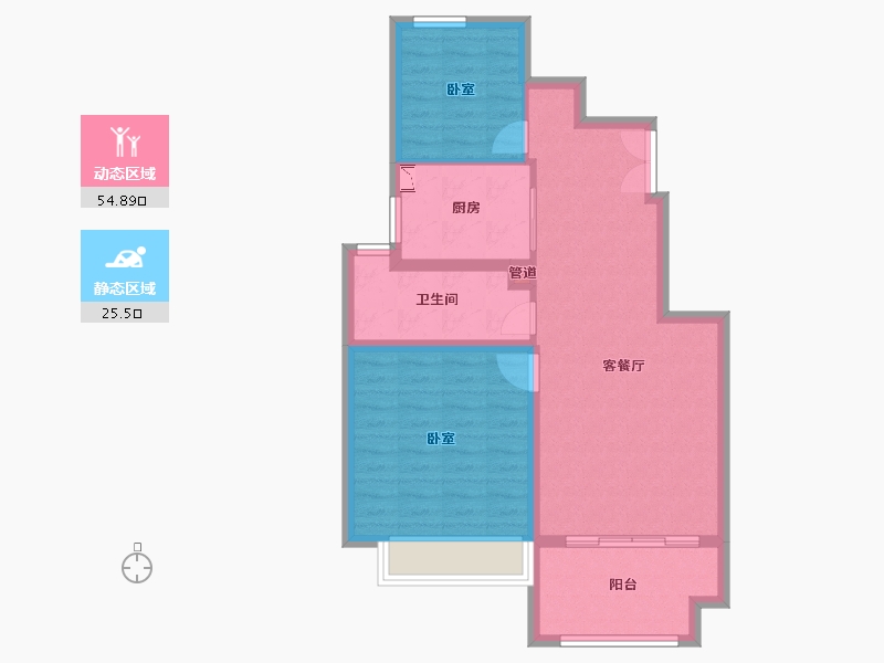 江苏省-扬州市-佳源珑境-72.00-户型库-动静分区