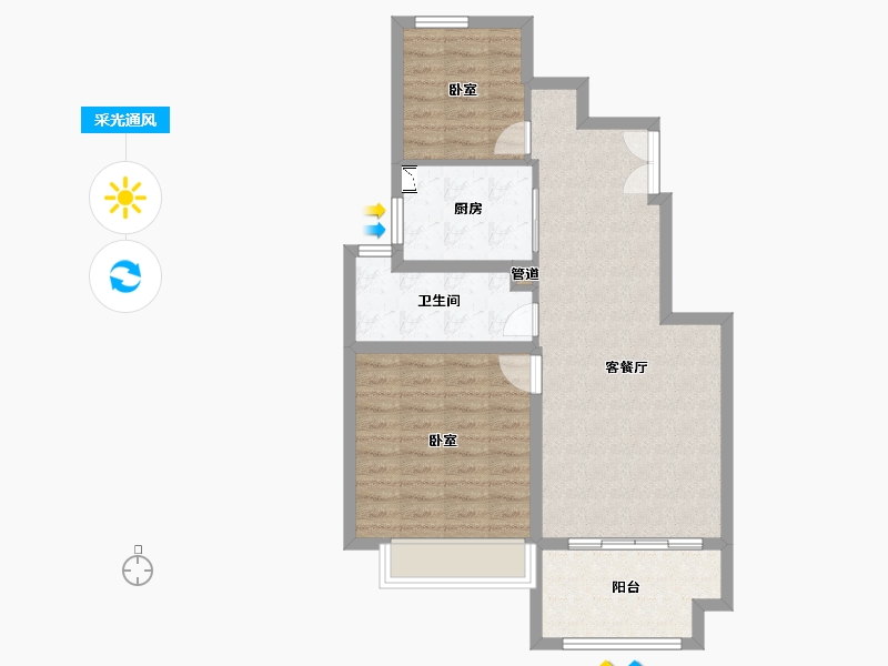 江苏省-扬州市-佳源珑境-72.00-户型库-采光通风