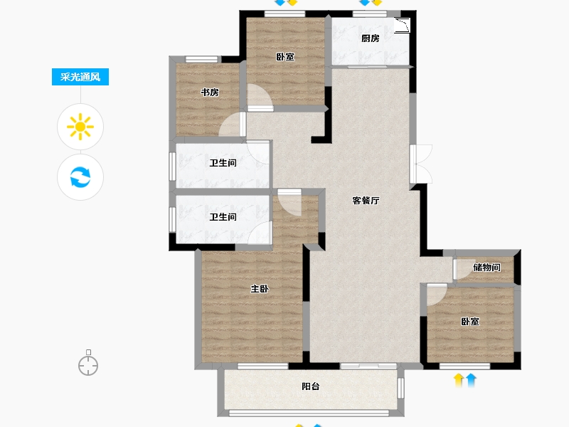 江苏省-扬州市-砂之船奥莱宝雅新天地-128.01-户型库-采光通风