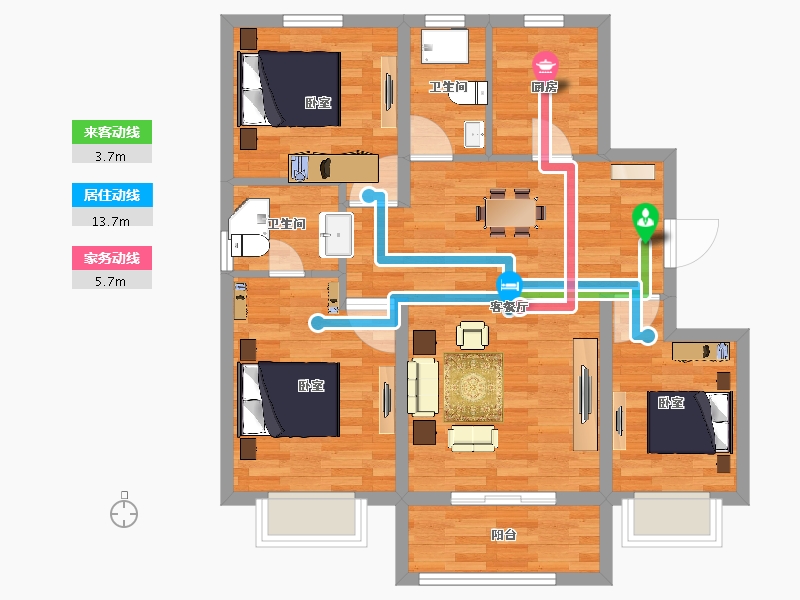 陕西省-西安市-当代嘉宝公园悦MOMΛ-80.12-户型库-动静线