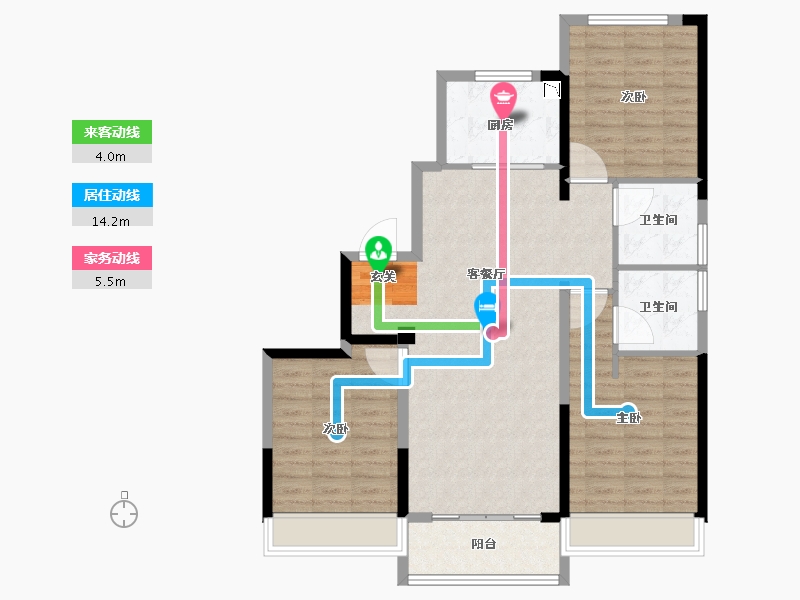 浙江省-台州市-大家金钰府-96.70-户型库-动静线