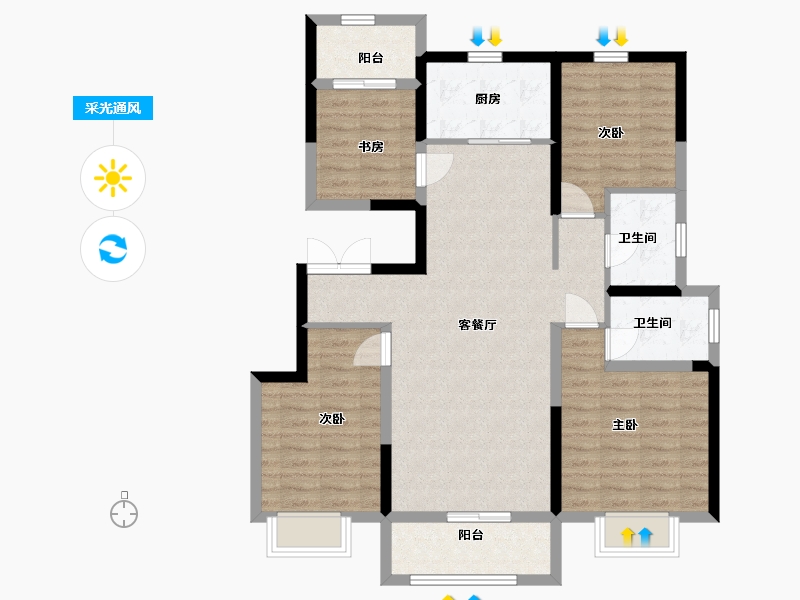 陕西省-西安市-中铁琉森水岸-98.00-户型库-采光通风