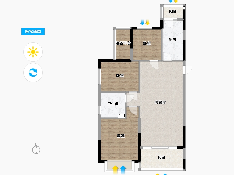 江苏省-苏州市-苏州恒大悦珑湾-83.93-户型库-采光通风