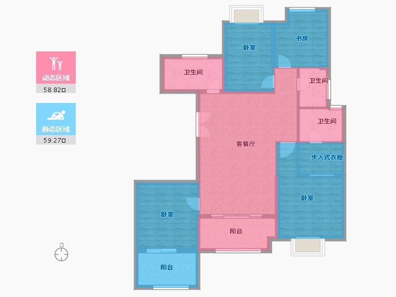 江苏省-扬州市-佳源珑境-106.00-户型库-动静分区