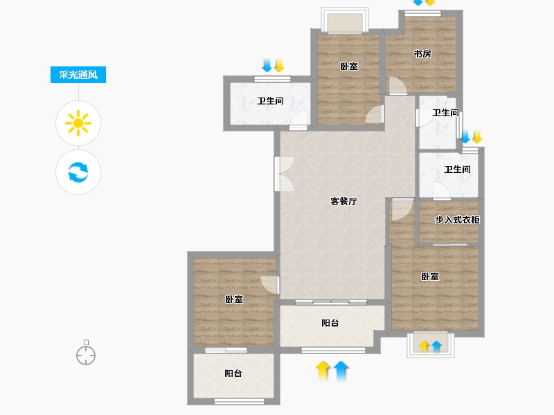 江苏省-扬州市-佳源珑境-106.00-户型库-采光通风