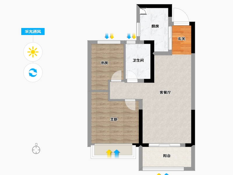 江苏省-南京市-紫樾府-60.00-户型库-采光通风