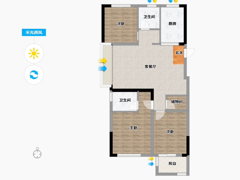 江苏省-苏州市-望熙雅苑-83.00-户型库-采光通风