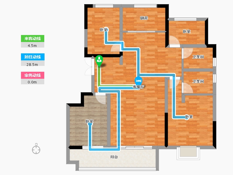 安徽省-宿州市-壹中·状元府-105.99-户型库-动静线