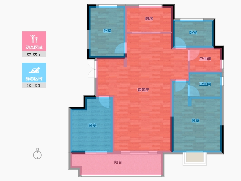 安徽省-宿州市-壹中·状元府-105.99-户型库-动静分区