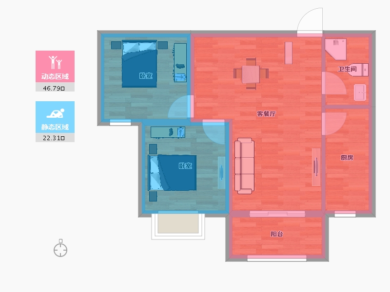 陕西省-西安市-当代嘉宝公园悦MOMΛ-62.00-户型库-动静分区